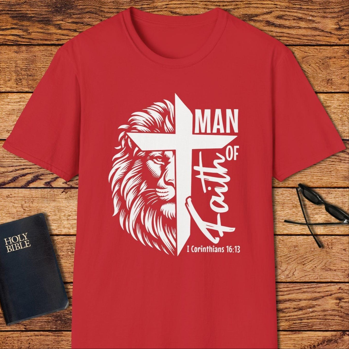 Man of Faith Lion & Cross T-Shirt