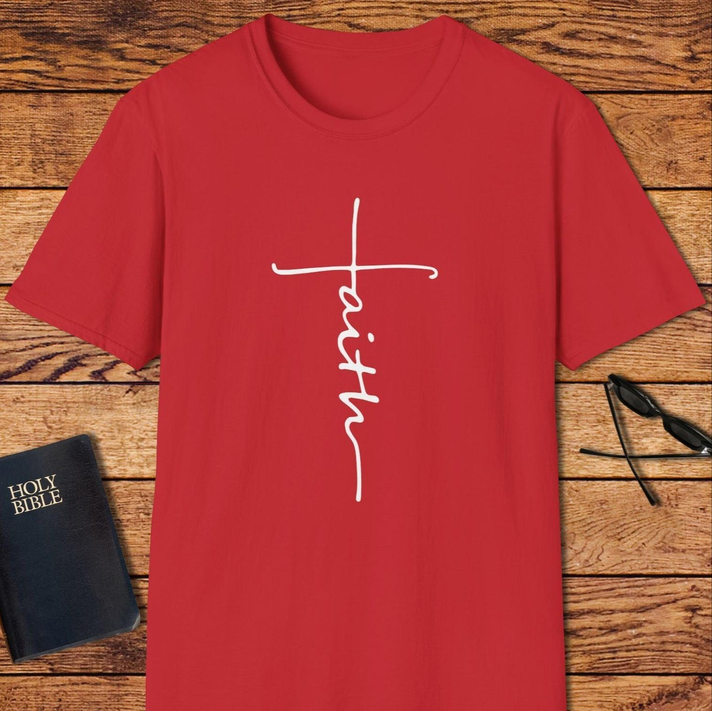 Faith Line Long Font T-Shirt