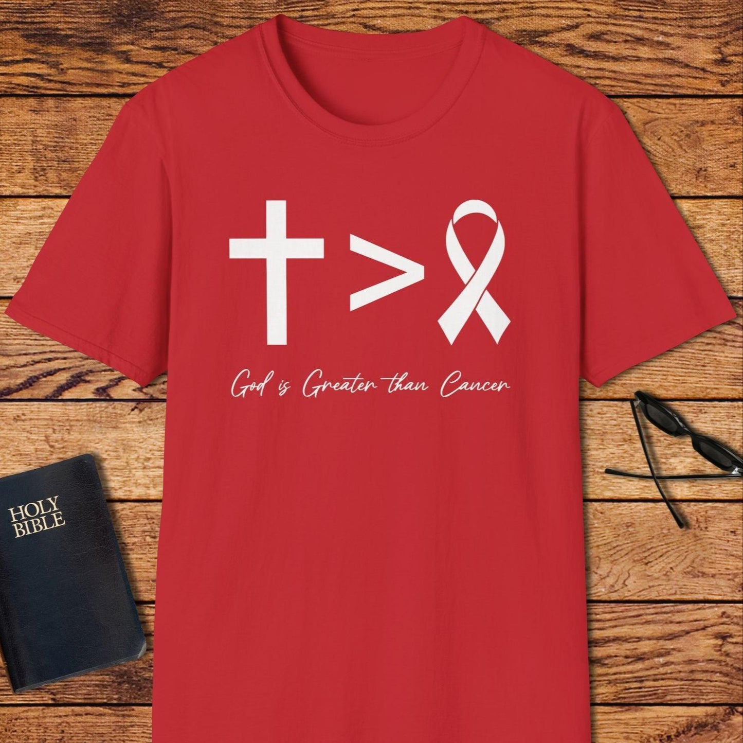 God Is Greater Than Cancer Ribbon T-Shirt