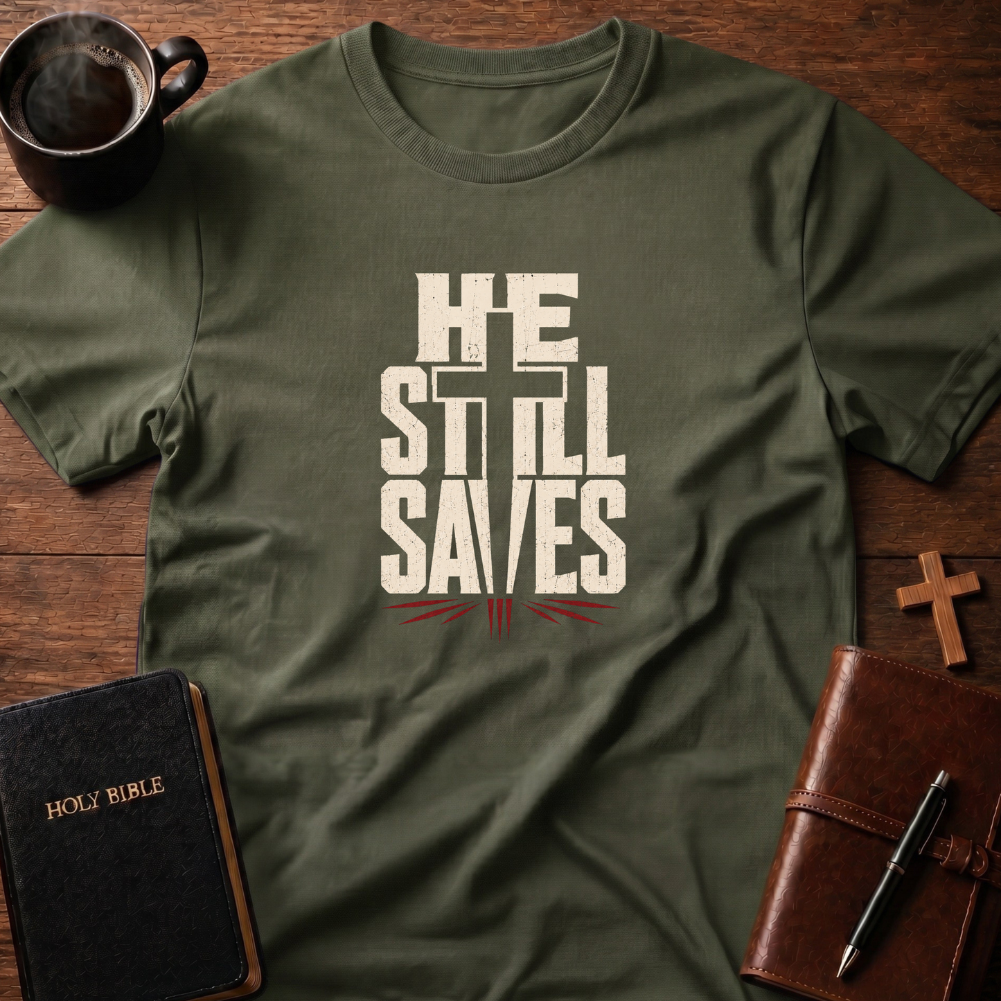 He Still Saves Cross T-Shirt