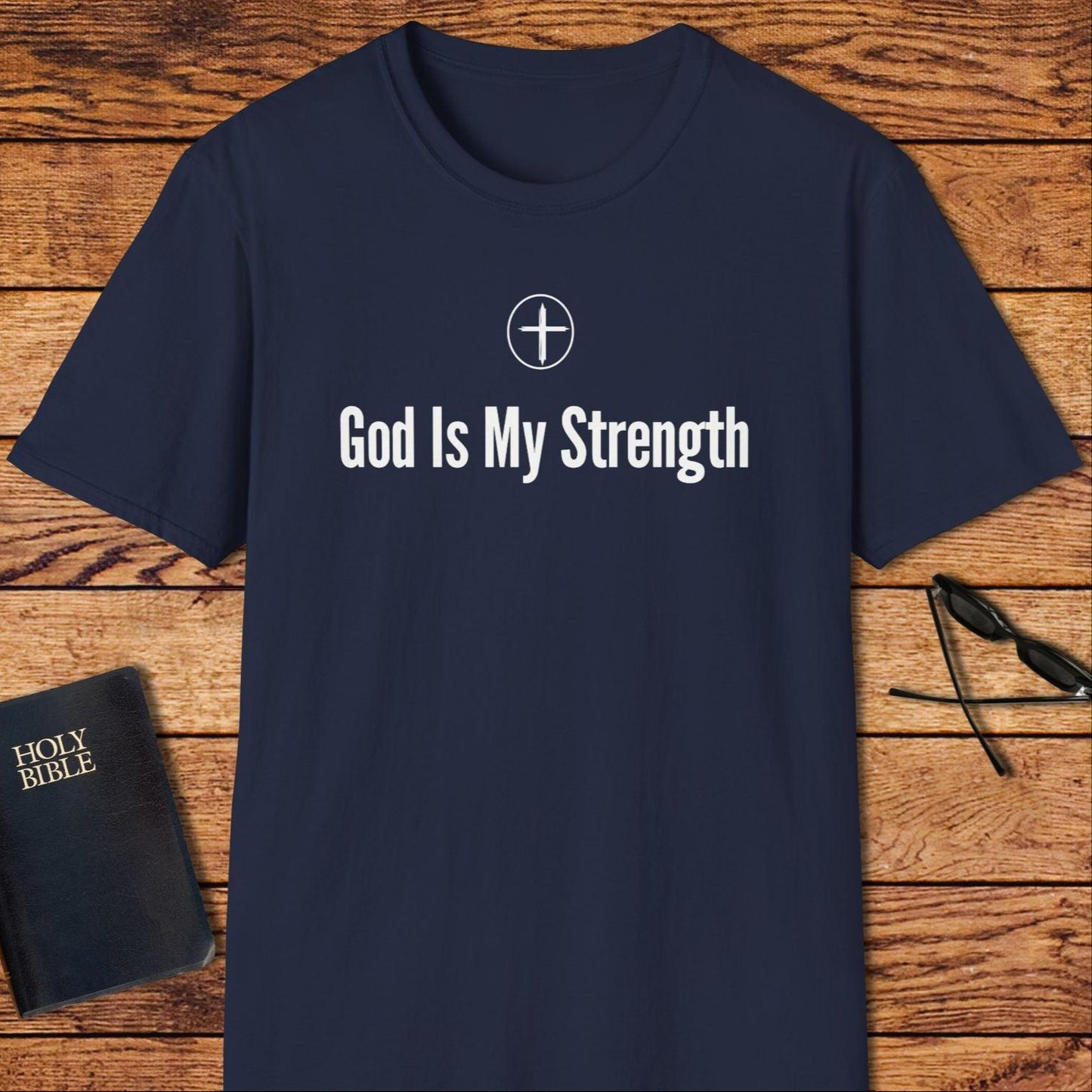 God Is My Strength Cross Circle T-Shirt