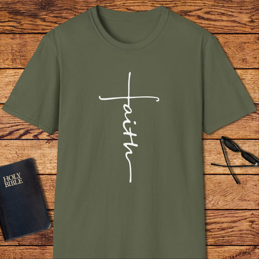 Faith Line Long Font T-Shirt