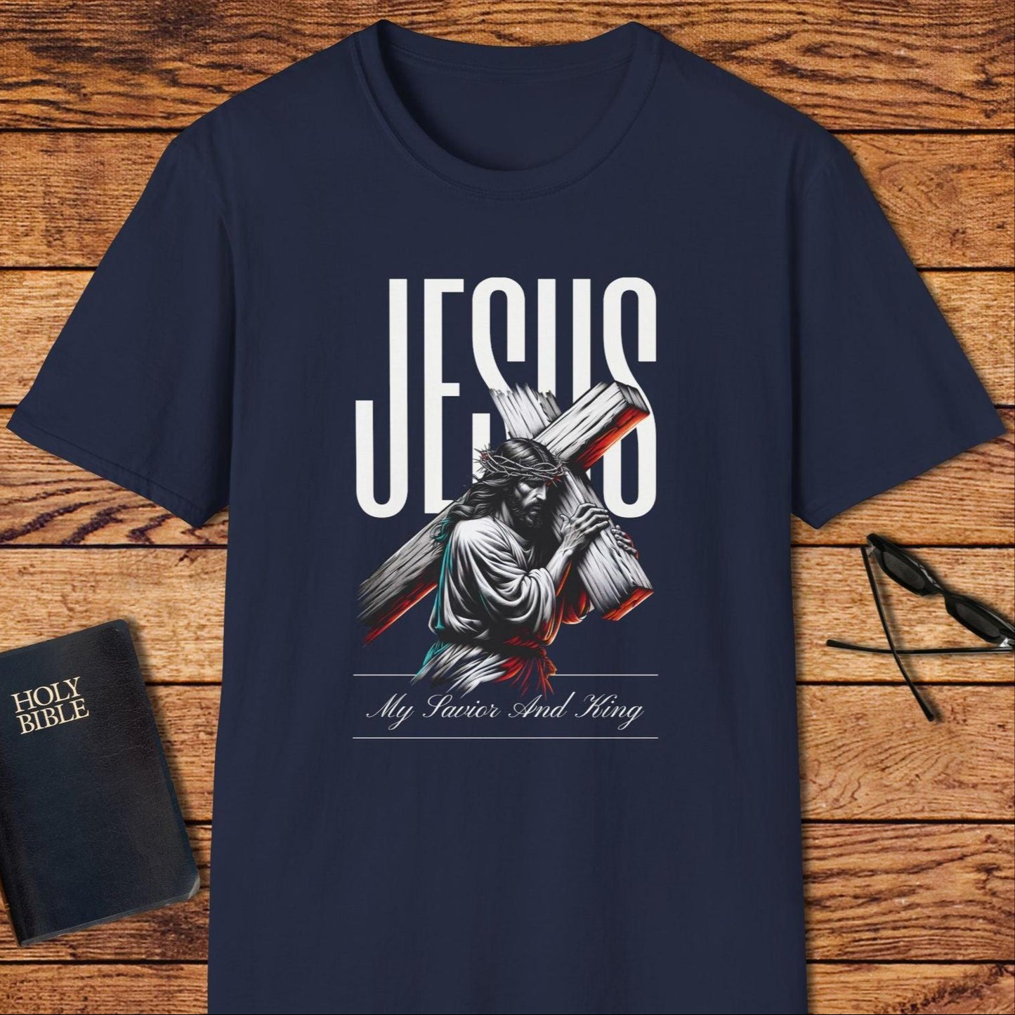 Jesus Word Background Carrying Cross T-Shirt