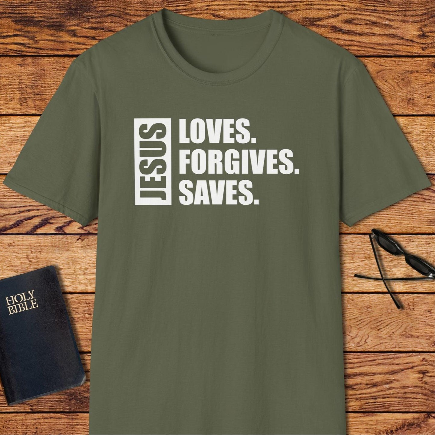 Jesus Loves Forgives Saves T-Shirt