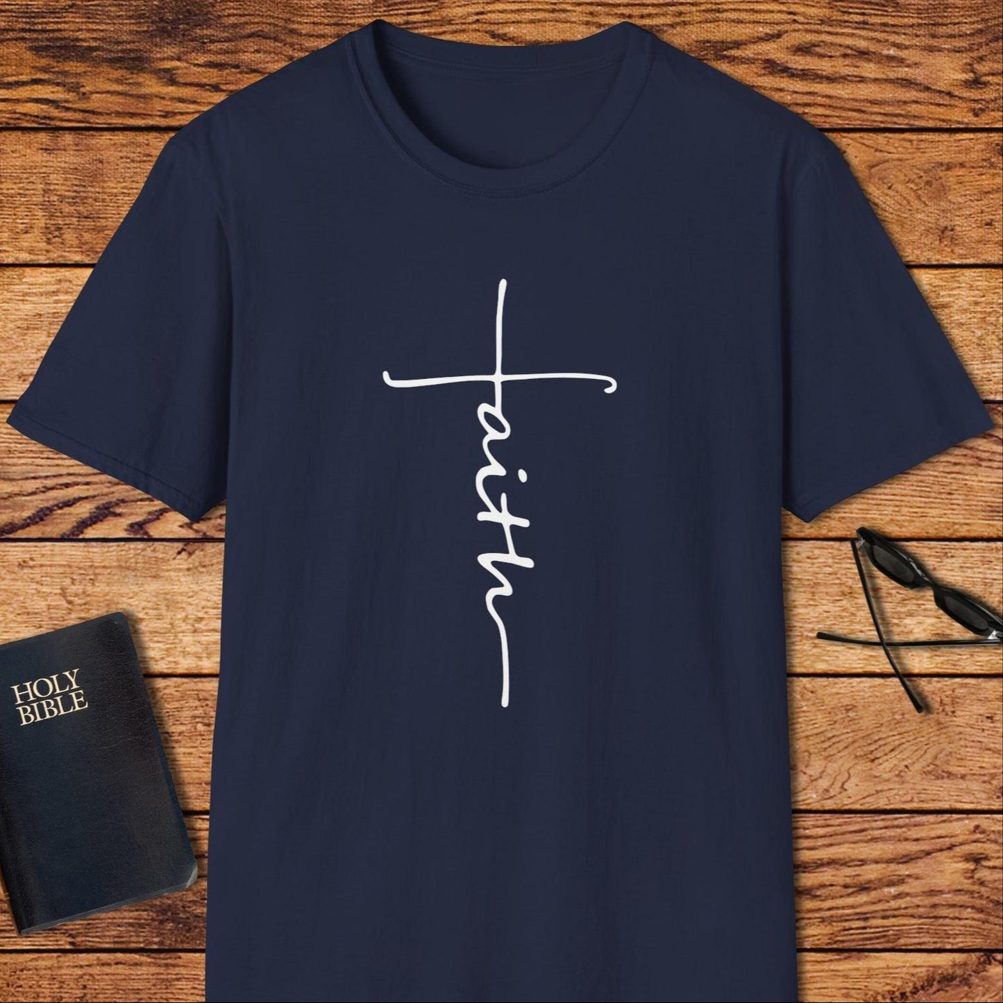 Faith Line Long Font T-Shirt