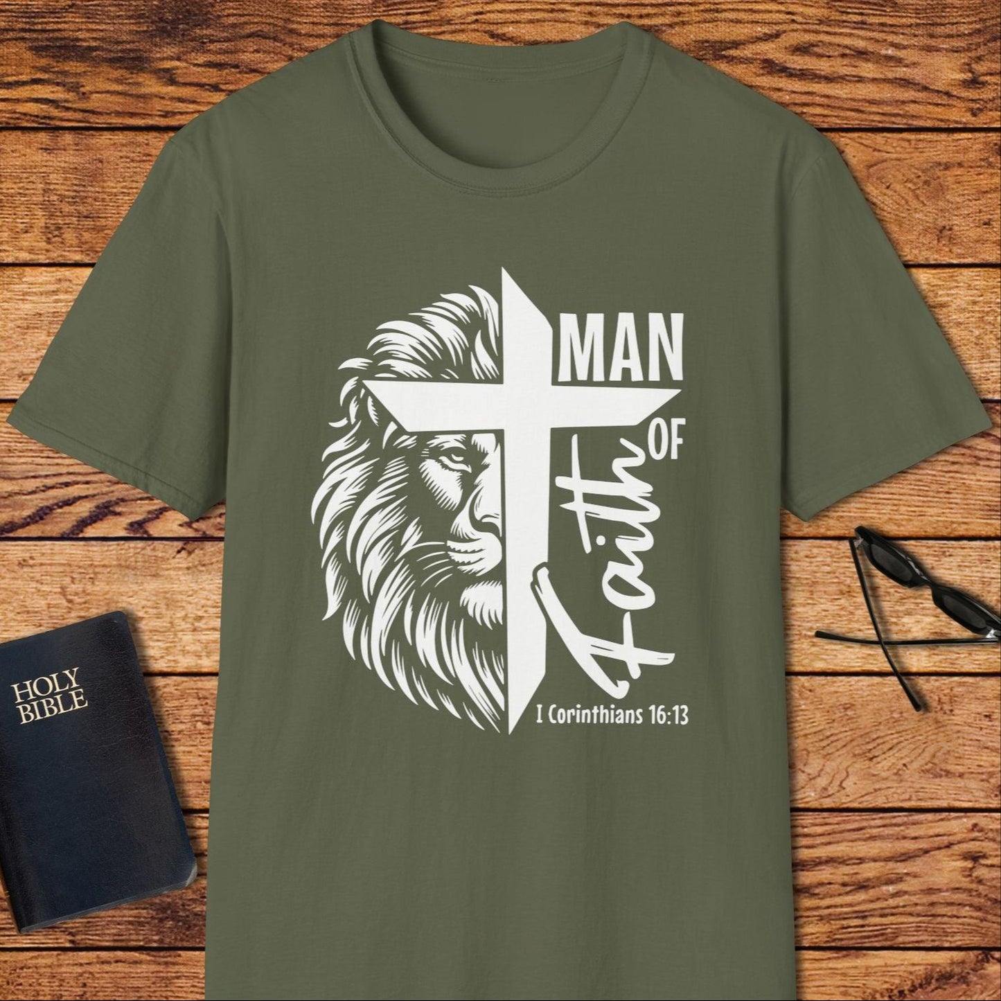 Man of Faith Lion & Cross T-Shirt