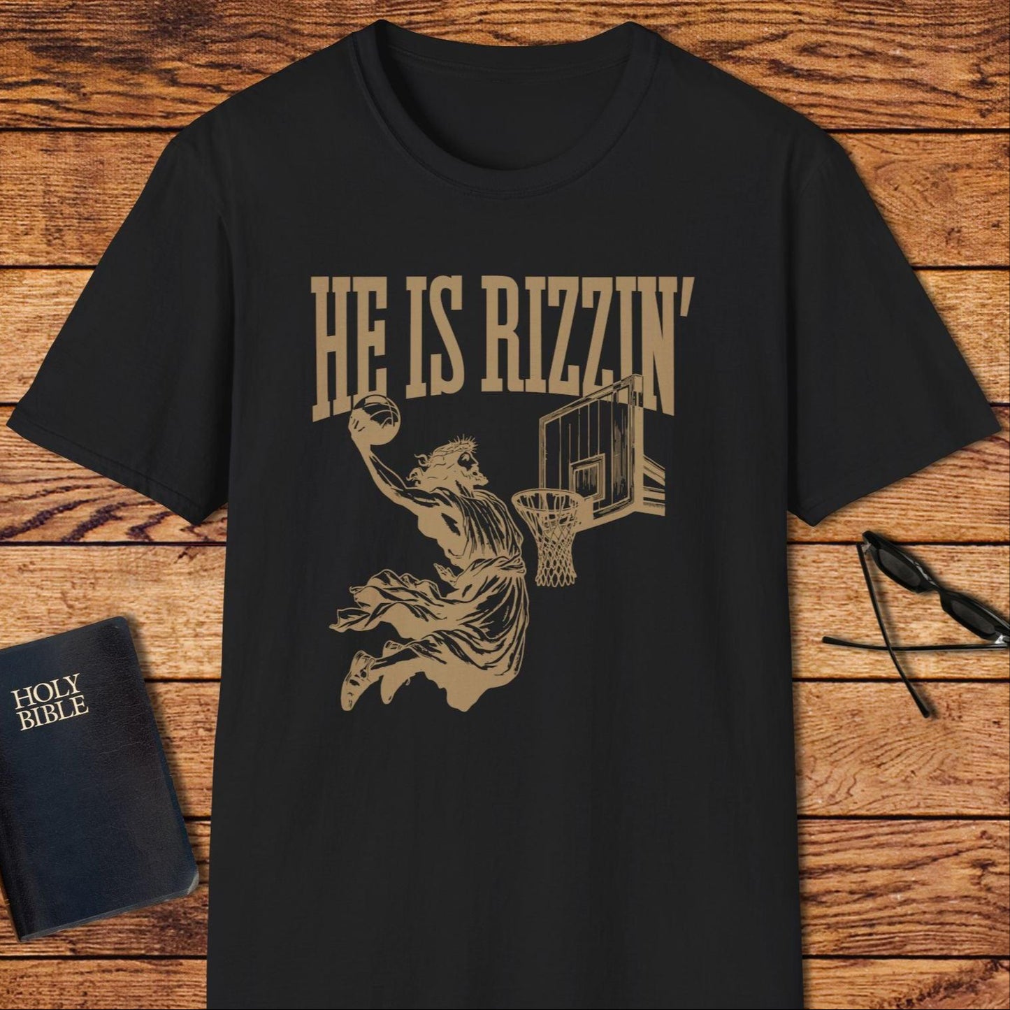 He Is Rizzin Jesus Basketball T-Shirt