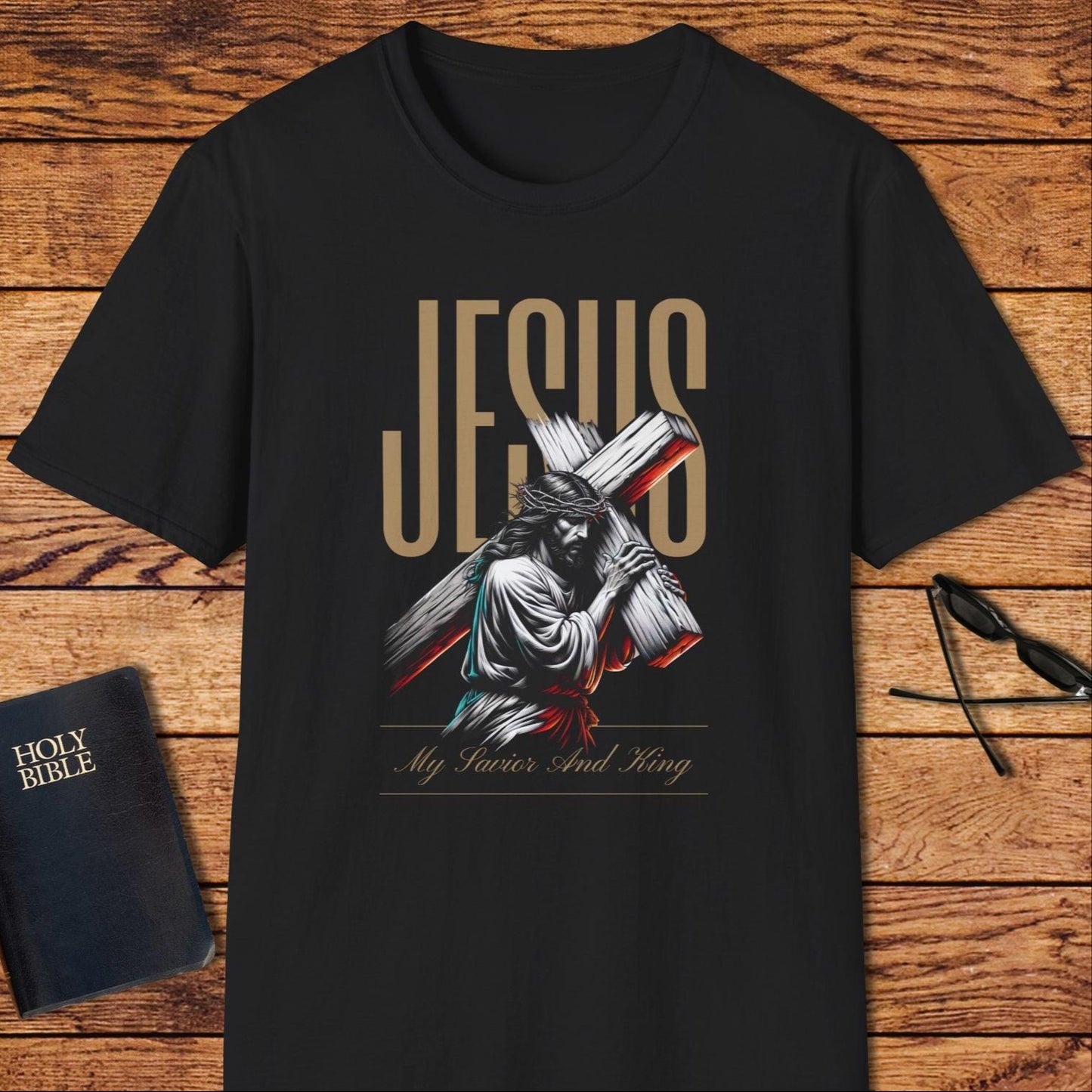 Jesus Word Background Carrying Cross T-Shirt