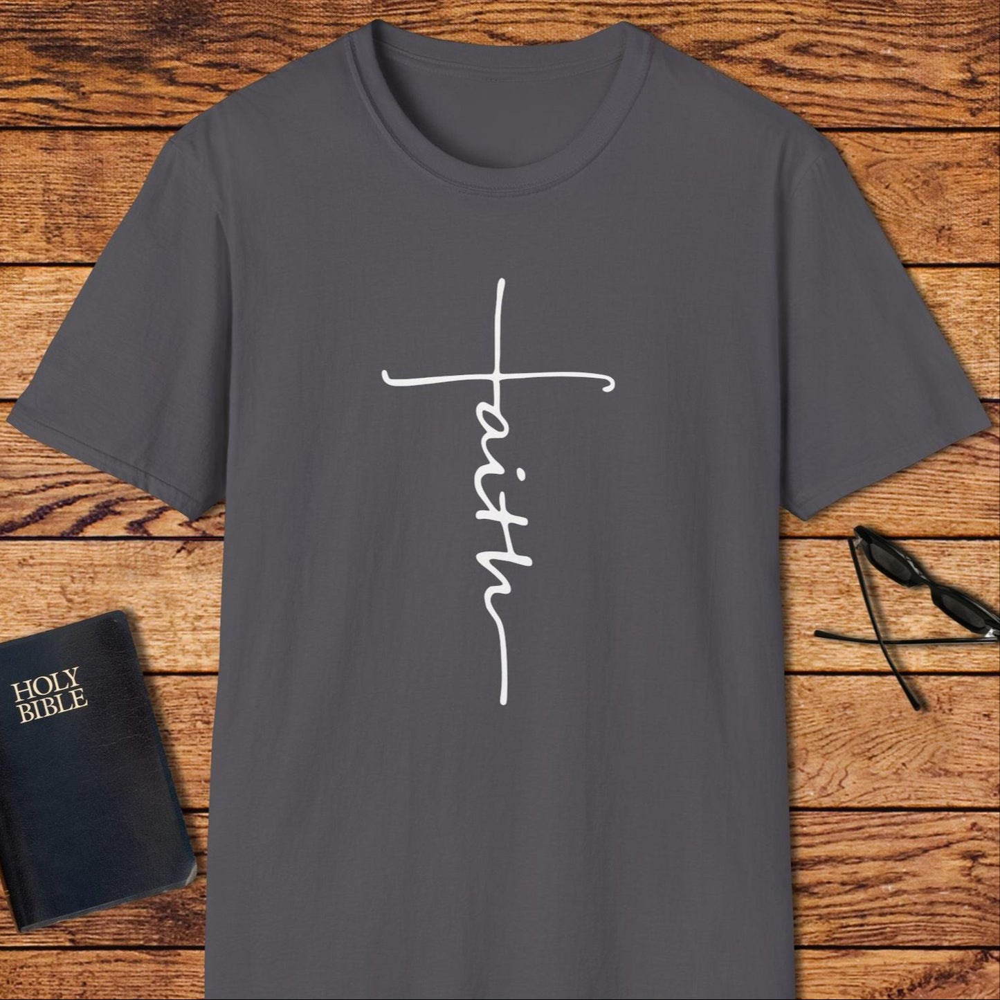 Faith Line Long Font T-Shirt