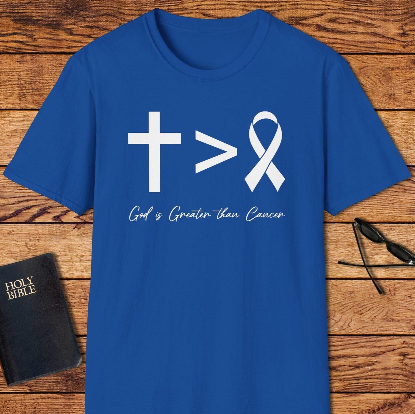 God Is Greater Than Cancer Ribbon T-Shirt