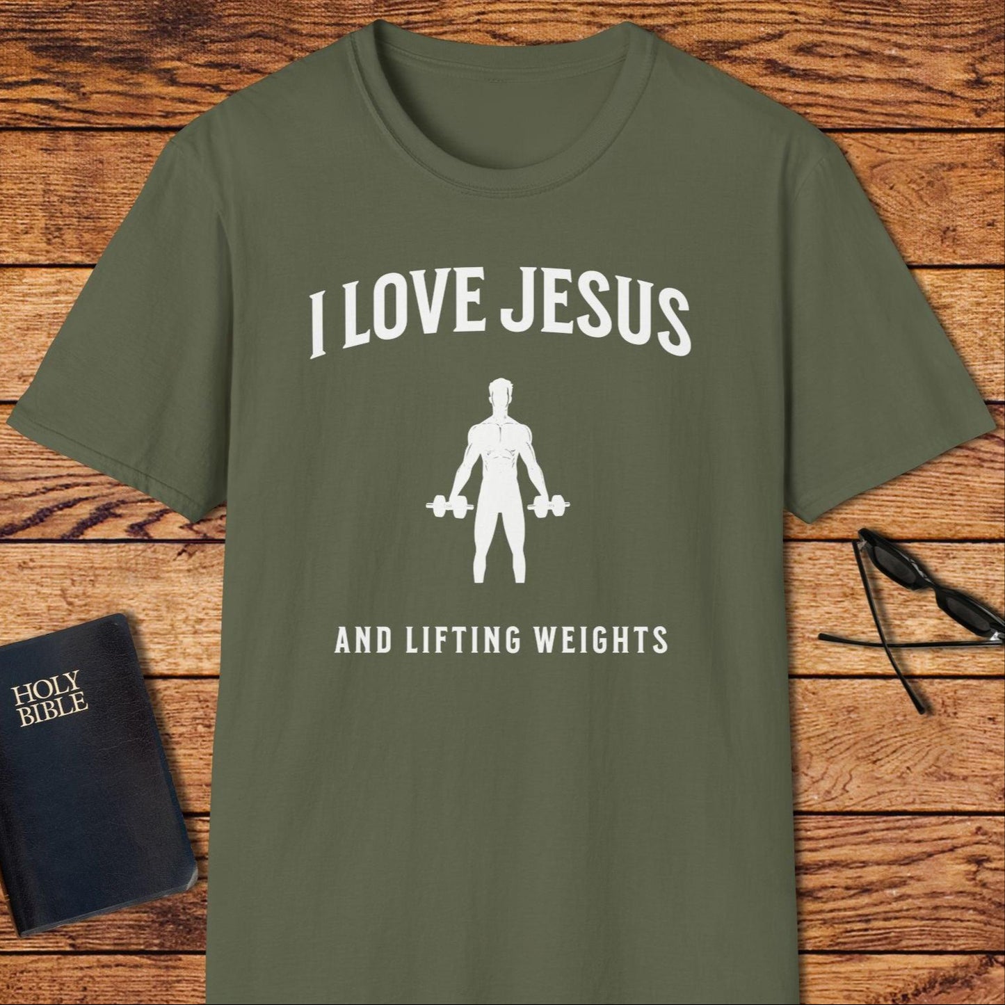 I Love Jesus And Lifting Weights T-Shirt