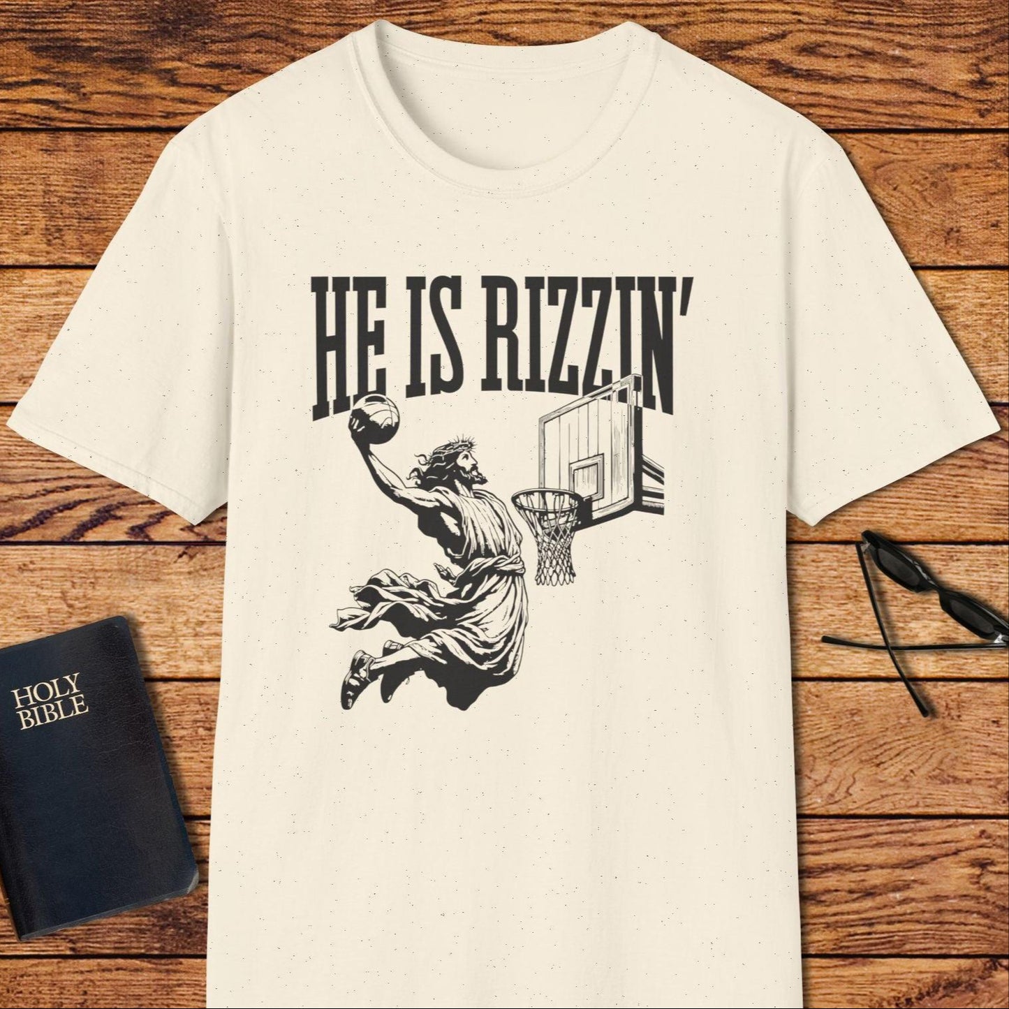 He Is Rizzin Jesus Basketball T-Shirt