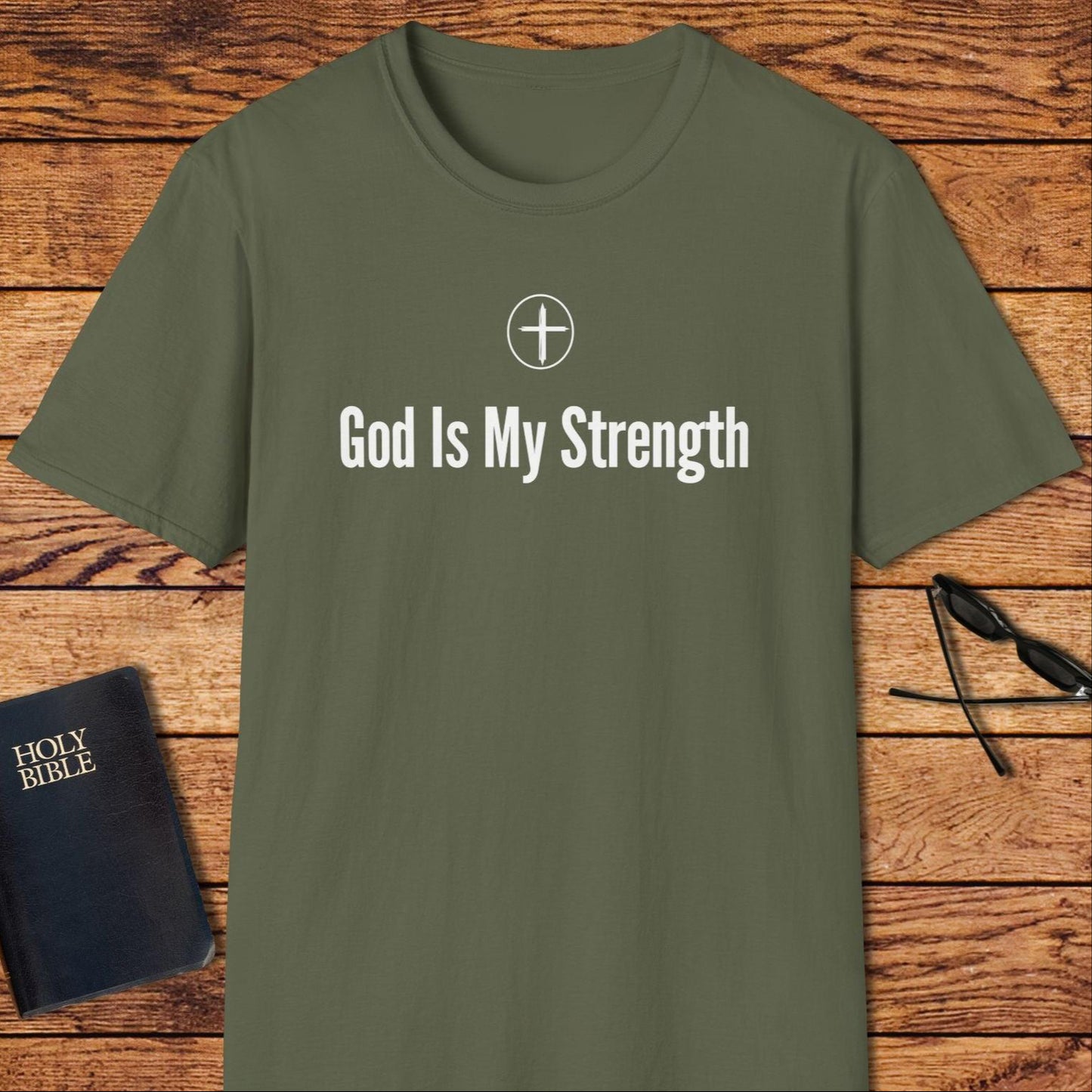 God Is My Strength Cross Circle T-Shirt