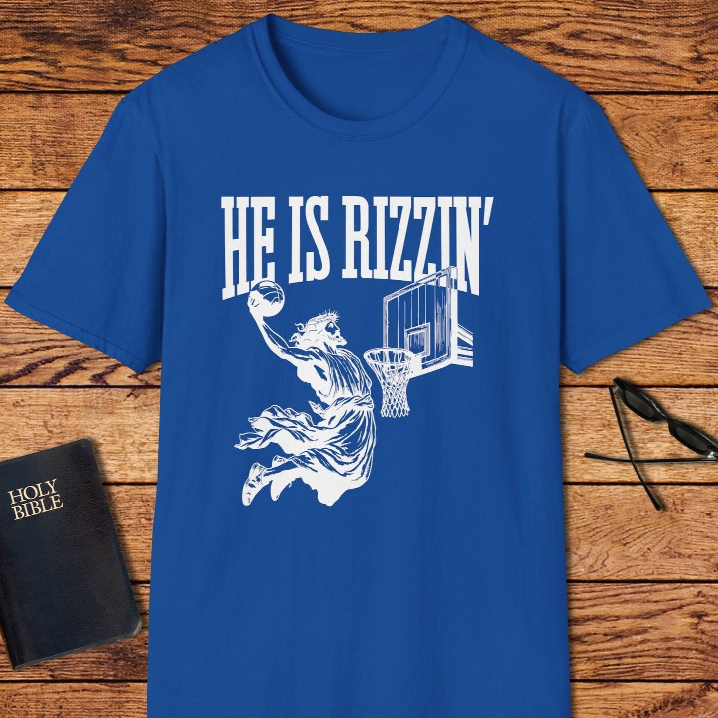 He Is Rizzin Jesus Basketball T-Shirt