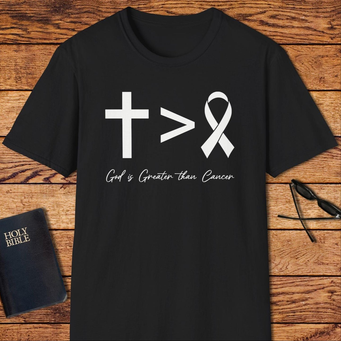 God Is Greater Than Cancer Ribbon T-Shirt