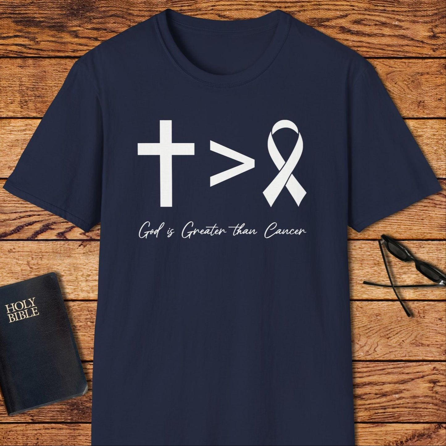 God Is Greater Than Cancer Ribbon T-Shirt