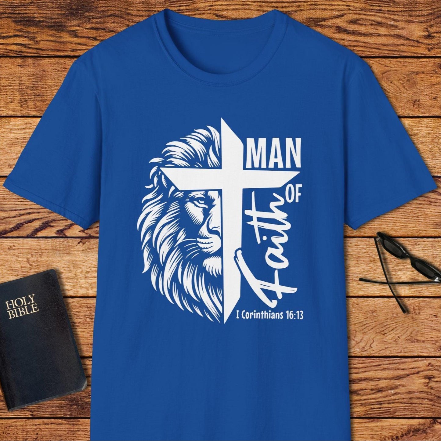 Man of Faith Lion & Cross T-Shirt