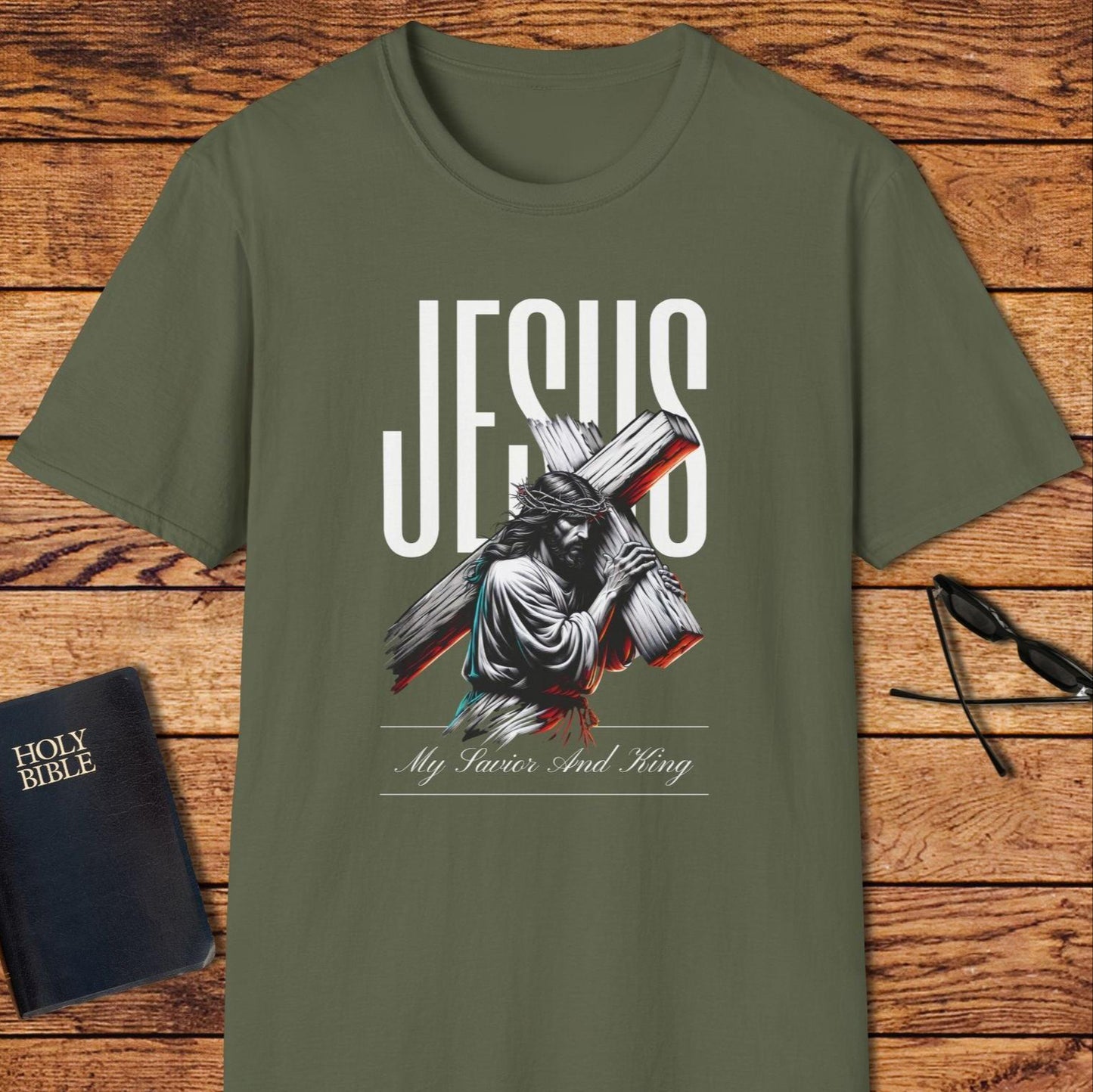 Jesus Word Background Carrying Cross T-Shirt