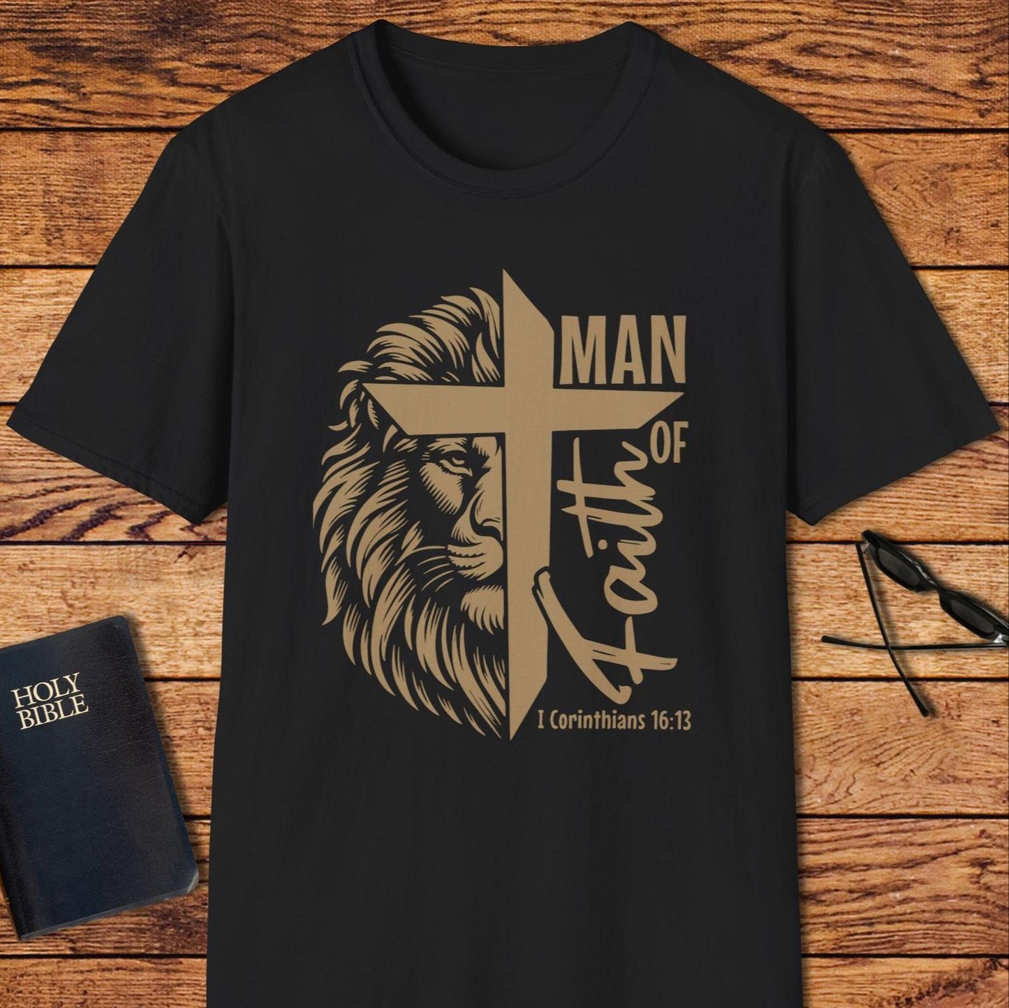 Man of Faith Lion & Cross T-Shirt