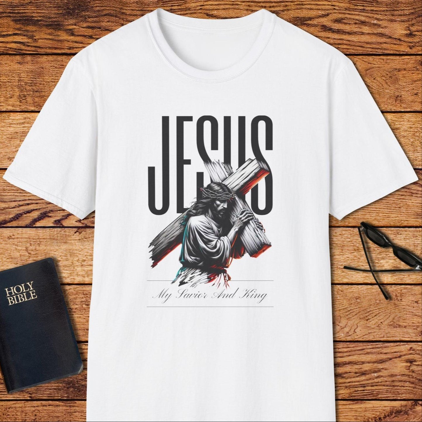 Jesus Word Background Carrying Cross T-Shirt