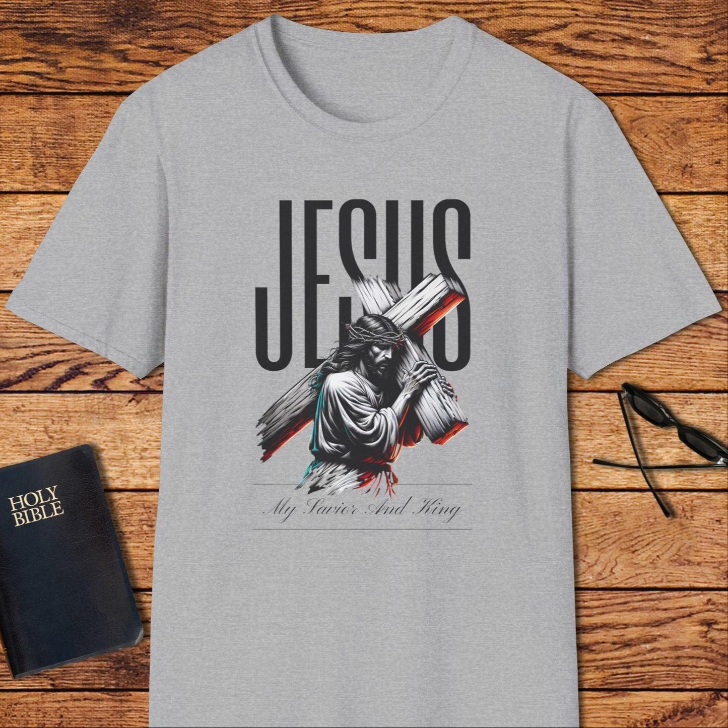 Jesus Word Background Carrying Cross T-Shirt