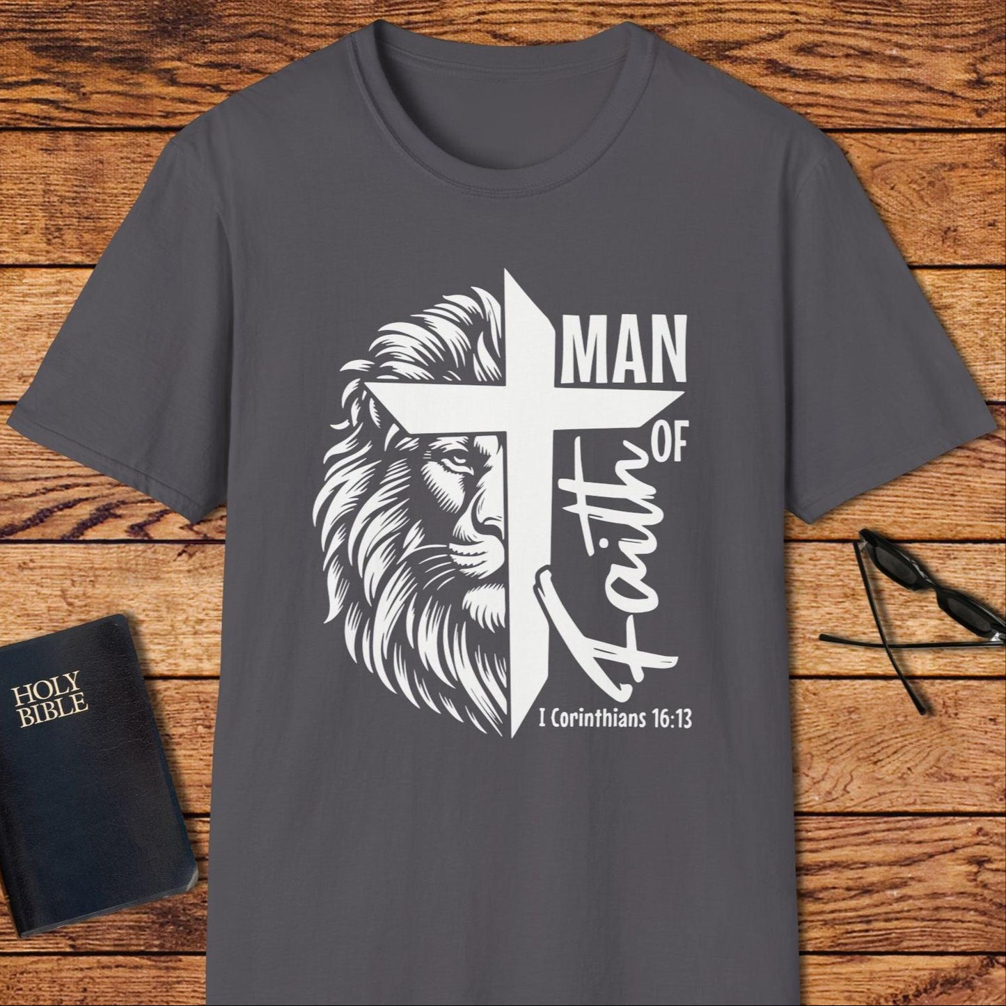 Man of Faith Lion & Cross T-Shirt
