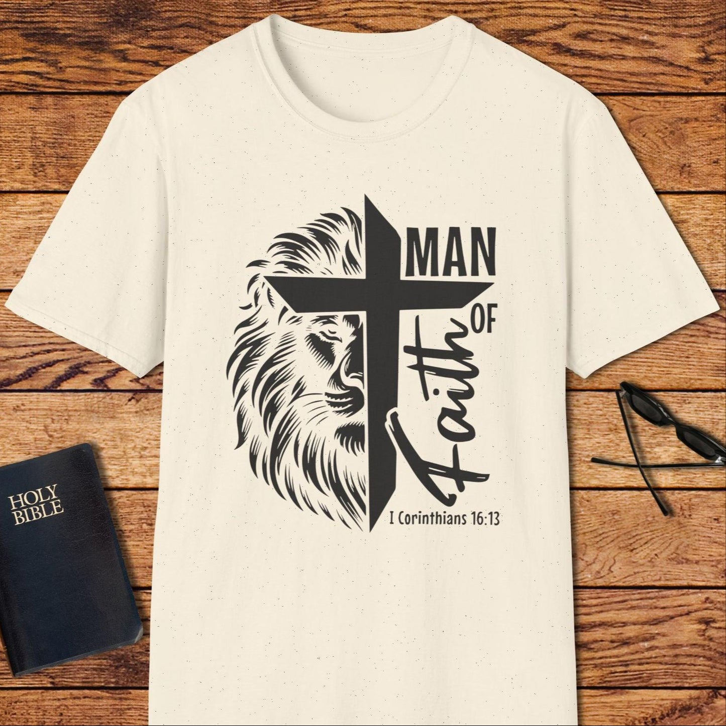 Man of Faith Lion & Cross T-Shirt