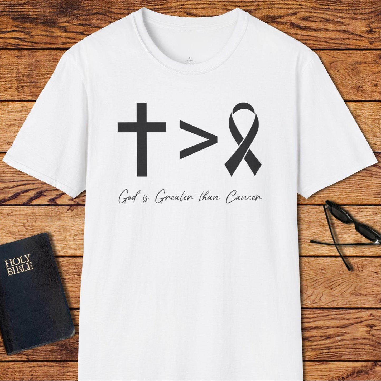 God Is Greater Than Cancer Ribbon T-Shirt