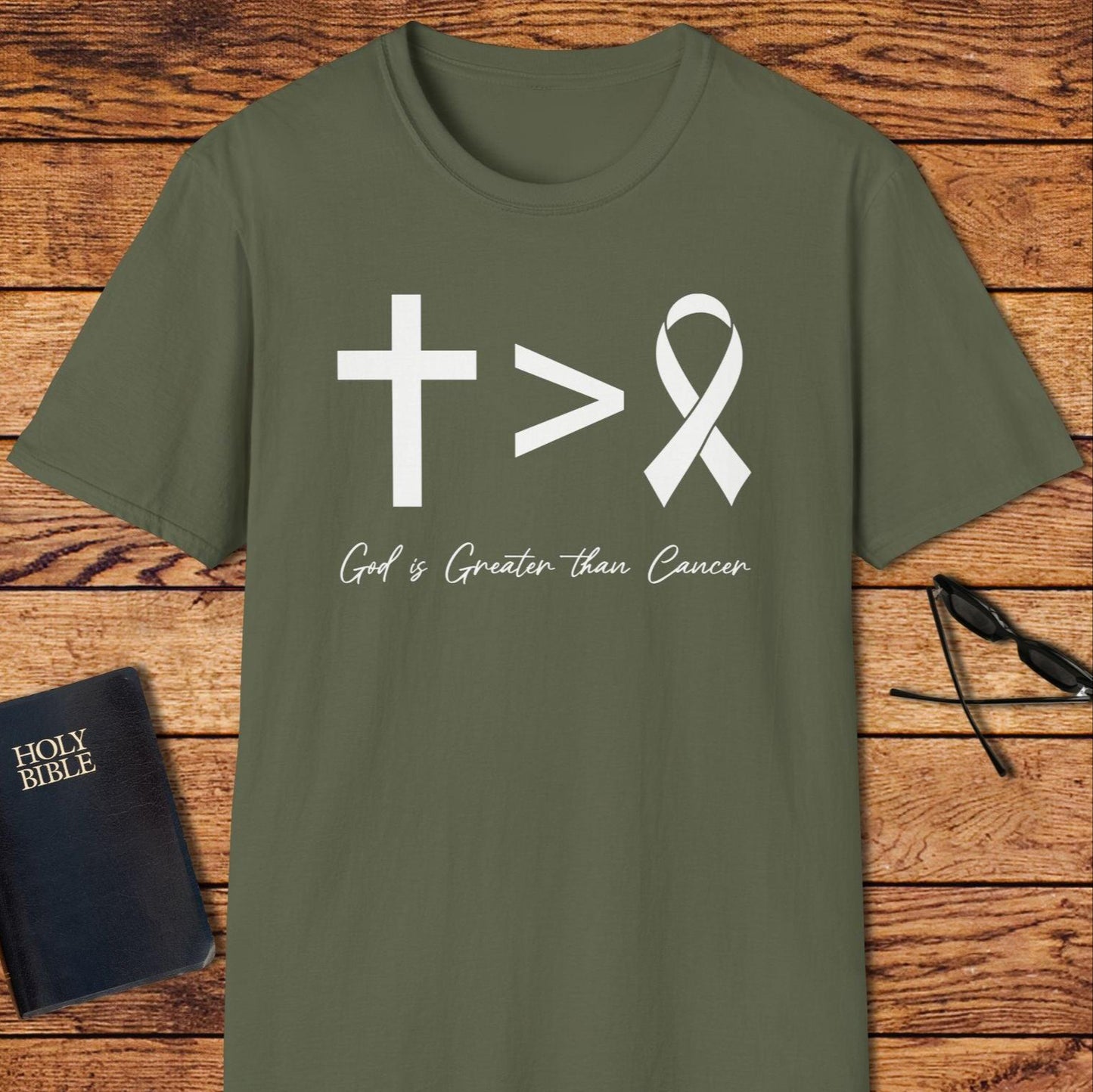 God Is Greater Than Cancer Ribbon T-Shirt