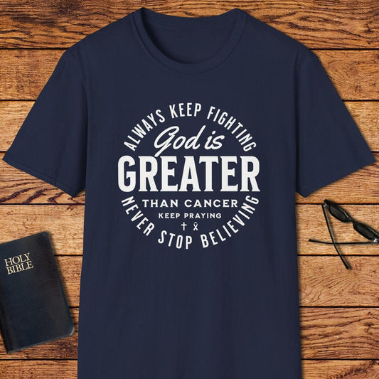 God Is Greater Than Cancer Circle Words T-Shirt