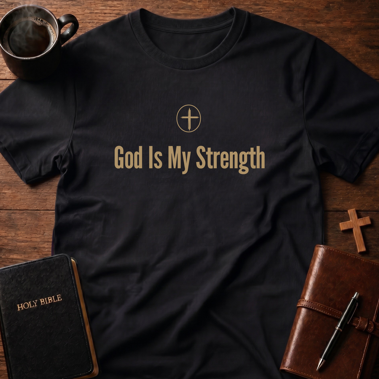 God Is My Strength Cross Circle T-Shirt