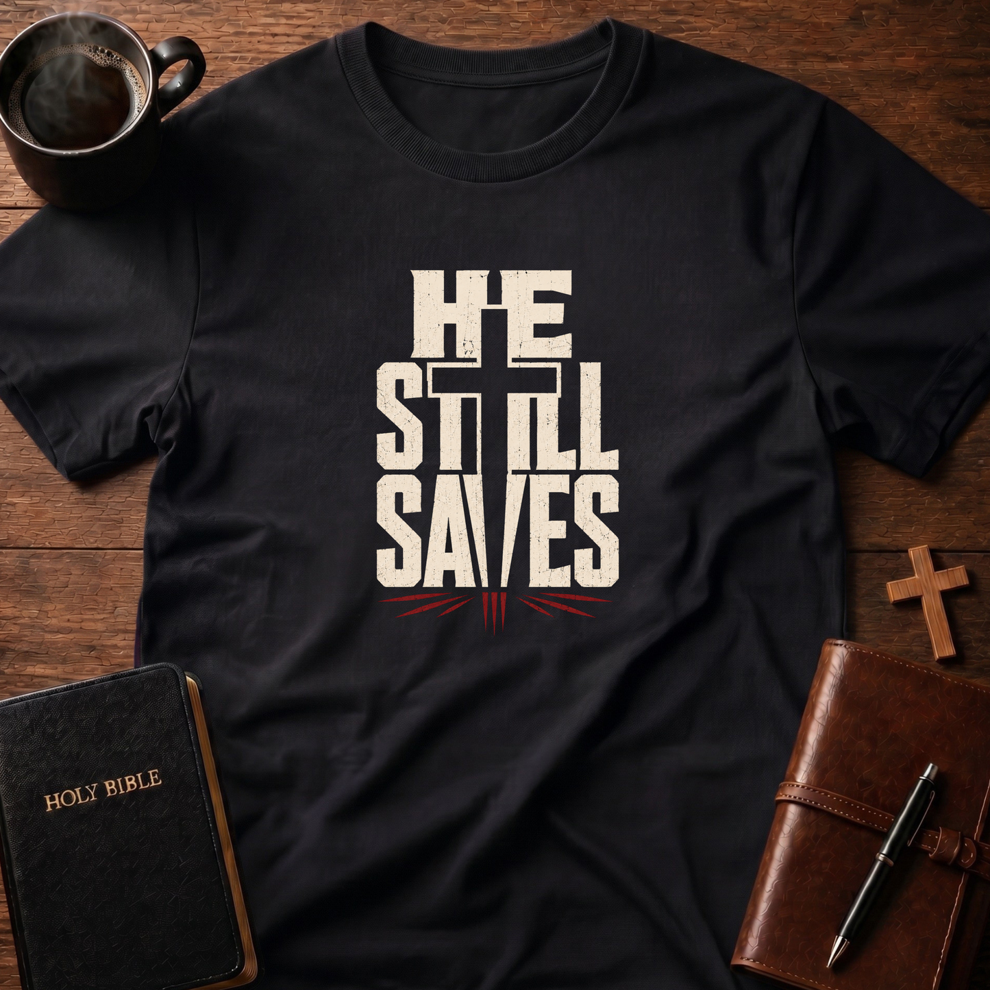 He Still Saves Cross T-Shirt