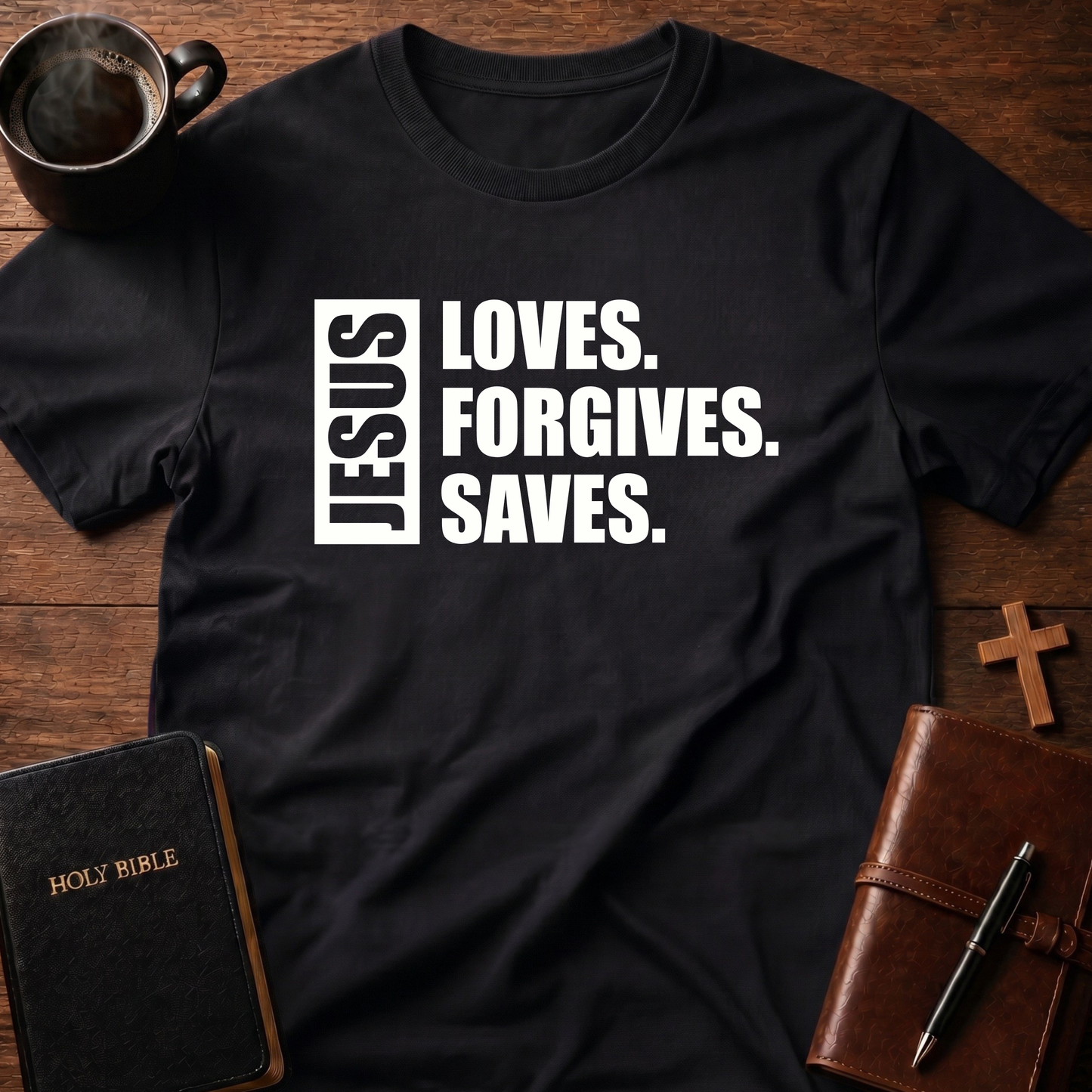 Jesus Loves Forgives Saves T-Shirt