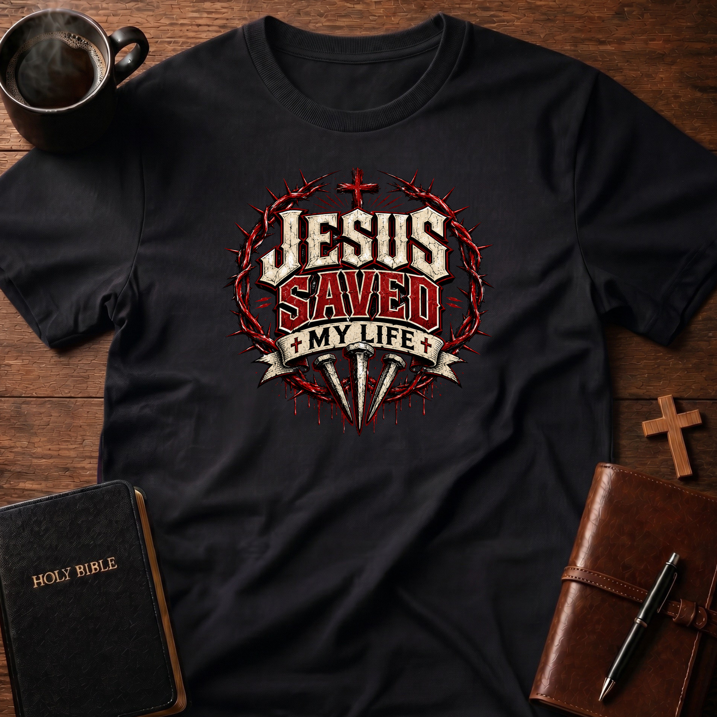 Jesus Saved Red T-Shirt