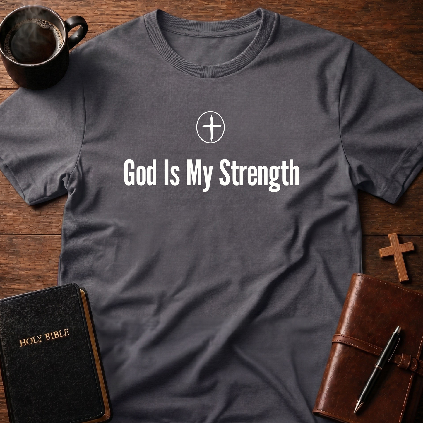God Is My Strength Cross Circle T-Shirt