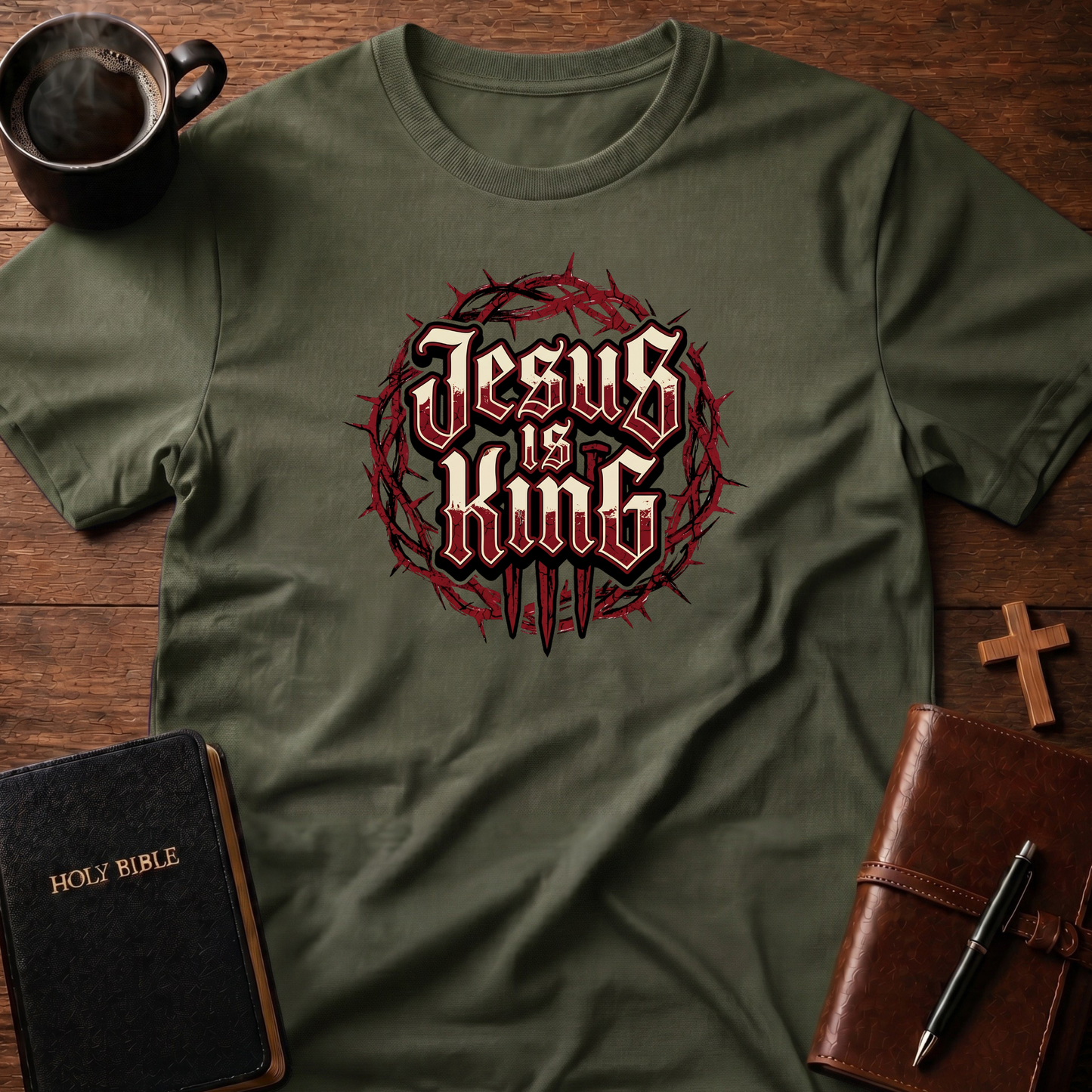 Jesus Is King Red Cross T-Shirt