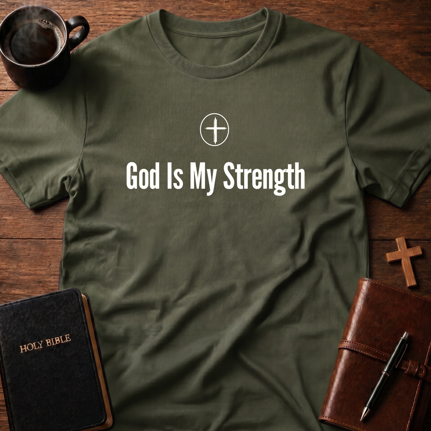 God Is My Strength Cross Circle T-Shirt