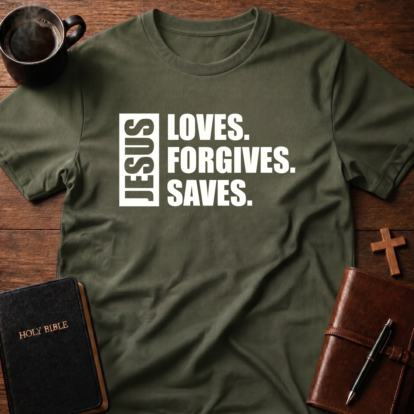 Jesus Loves Forgives Saves T-Shirt