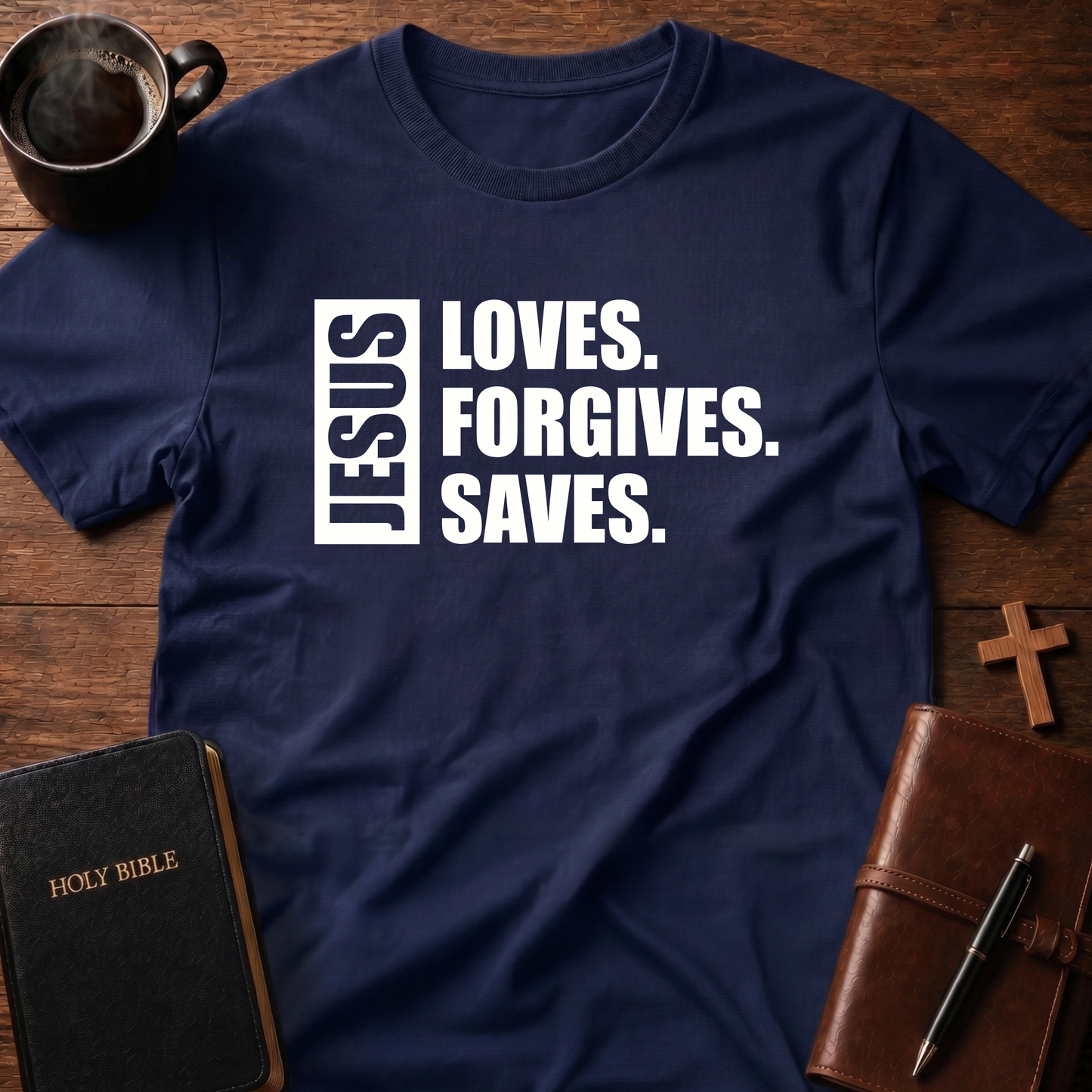 Jesus Loves Forgives Saves T-Shirt