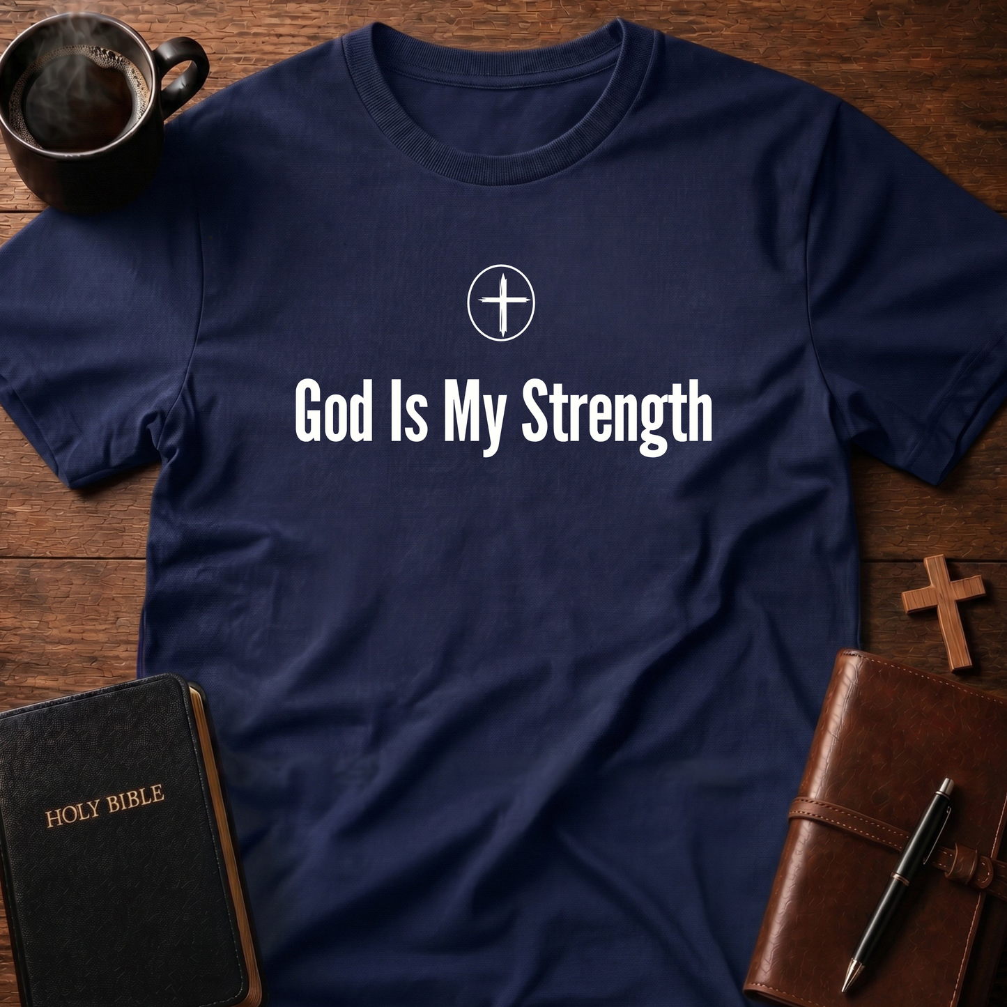 God Is My Strength Cross Circle T-Shirt