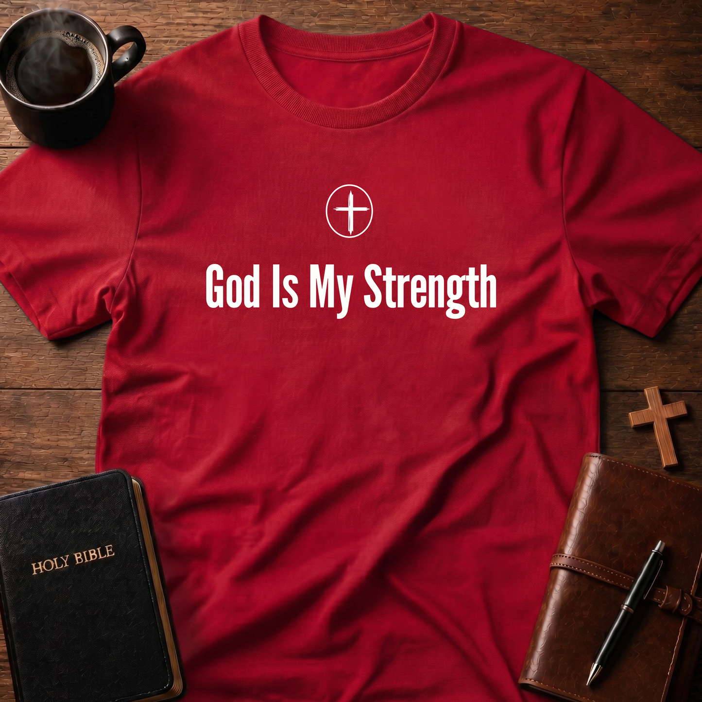 God Is My Strength Cross Circle T-Shirt