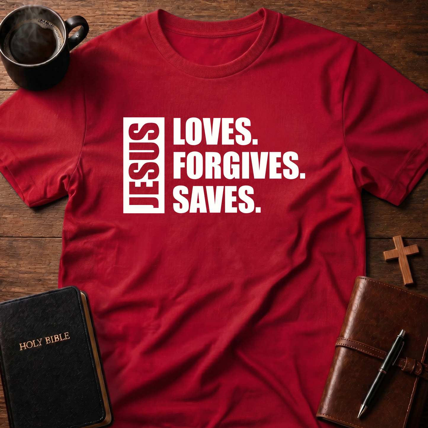 Jesus Loves Forgives Saves T-Shirt