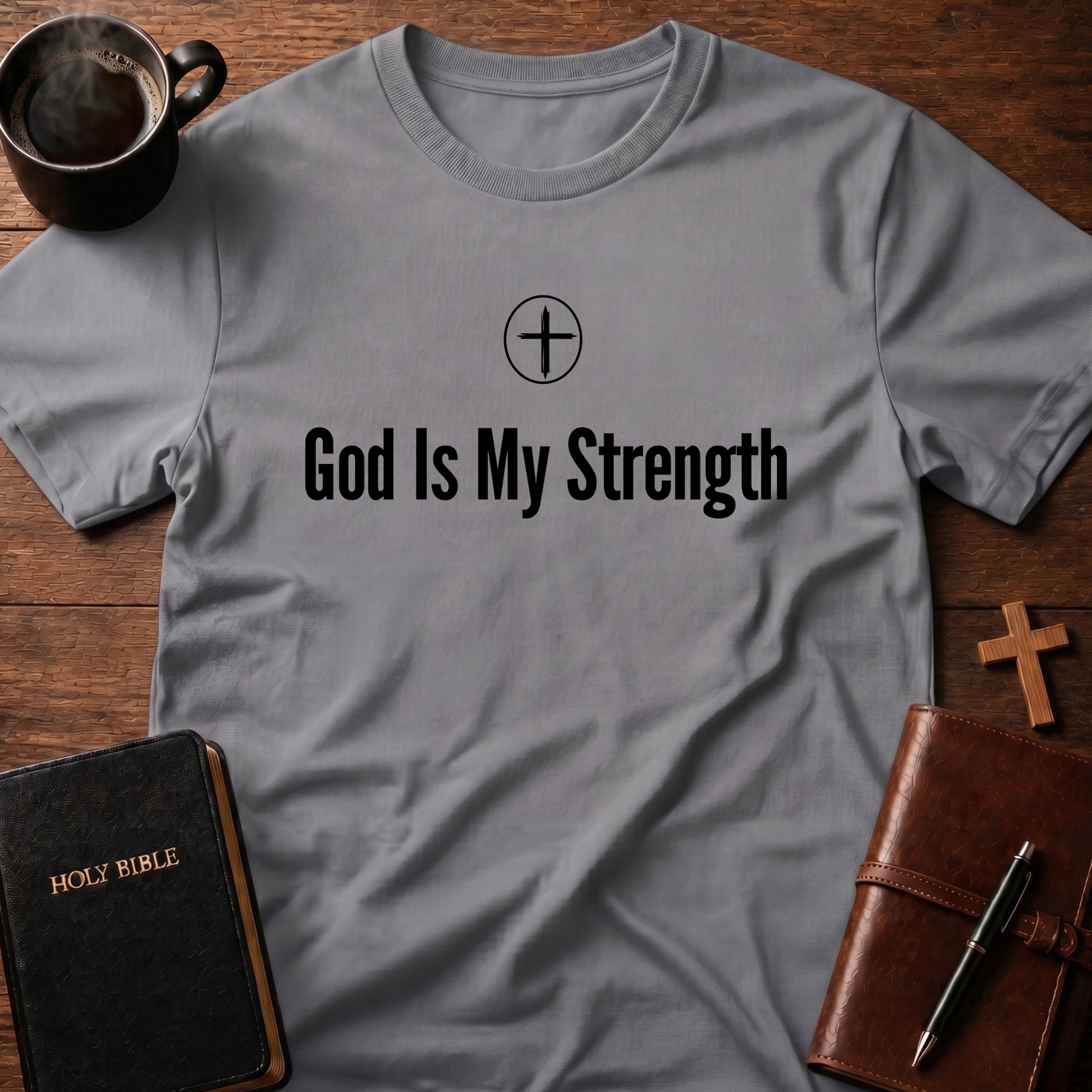God Is My Strength Cross Circle T-Shirt